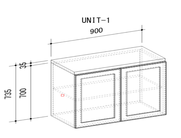 Cupboard with raised doors (Wise original frame design doors) and a 3-minute gloss urethane paint finish