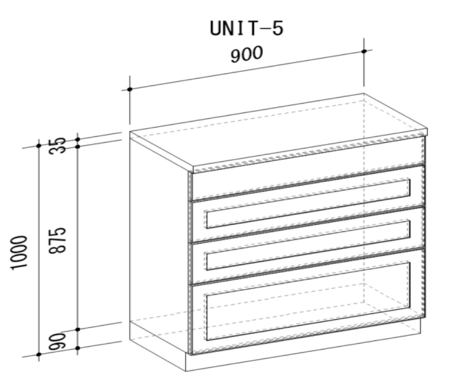 Cupboard with raised doors (Wise original frame design doors) and a 3-minute gloss urethane paint finish