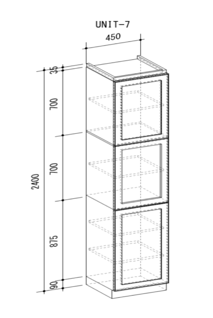 Cupboard with raised doors (Wise original frame design doors) and a 3-minute gloss urethane paint finish
