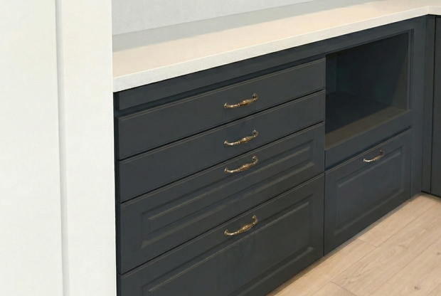 Cupboard with raised doors (Wise original frame design doors) and a 3-minute gloss urethane paint finish