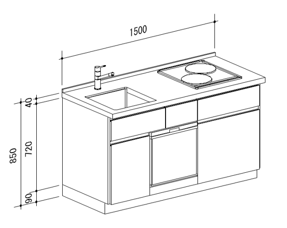 食洗機付きミニキッチン