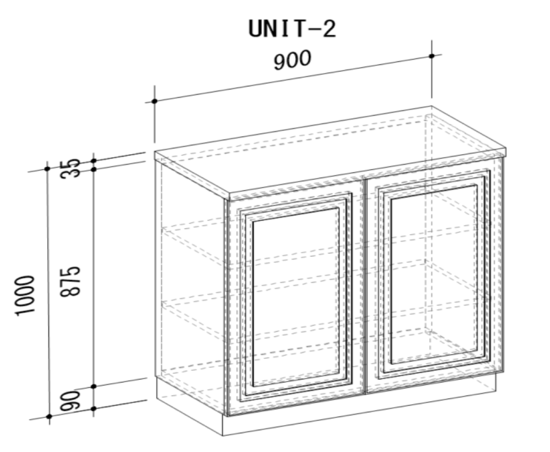 Cupboard with raised doors (Wise original frame design doors) and a 3-minute gloss urethane paint finish