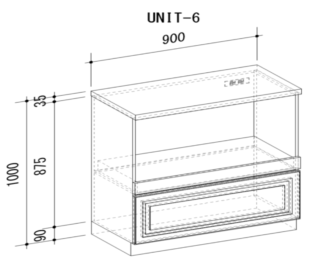 Cupboard with raised doors (Wise original frame design doors) and a 3-minute gloss urethane paint finish
